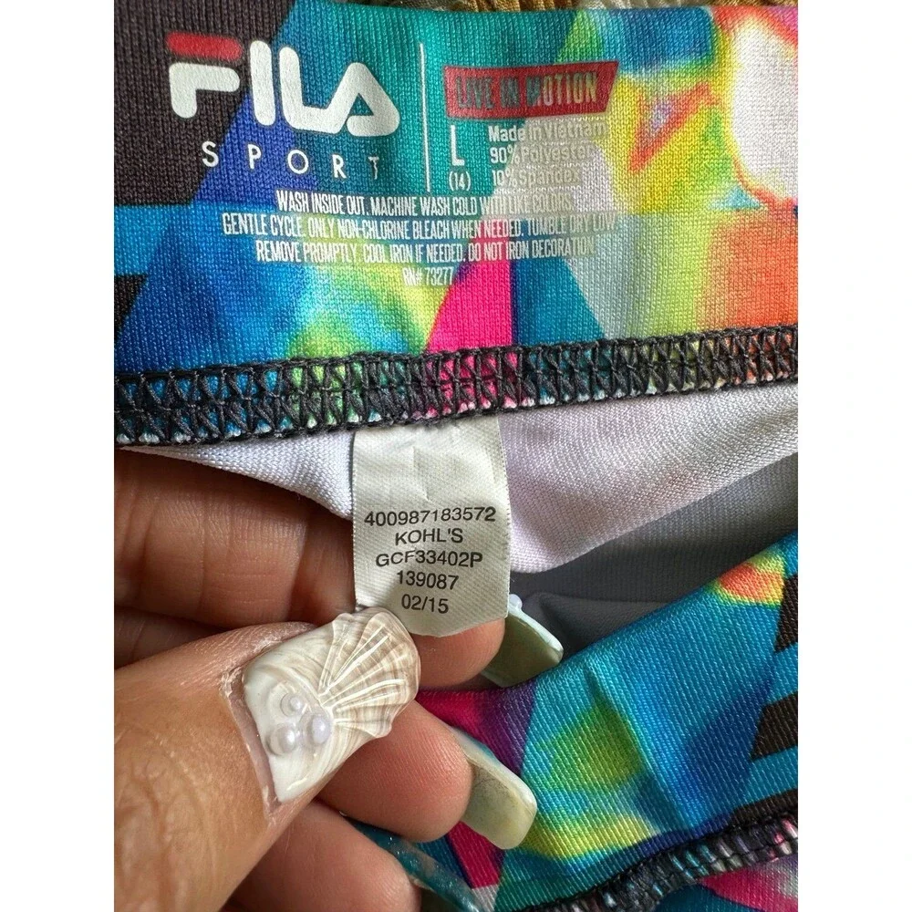Fila Sport Girls Colorful Geometric Compression Athletic Bike Shorts L (14)